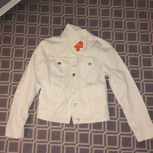 White jean jacket with silver buttons
